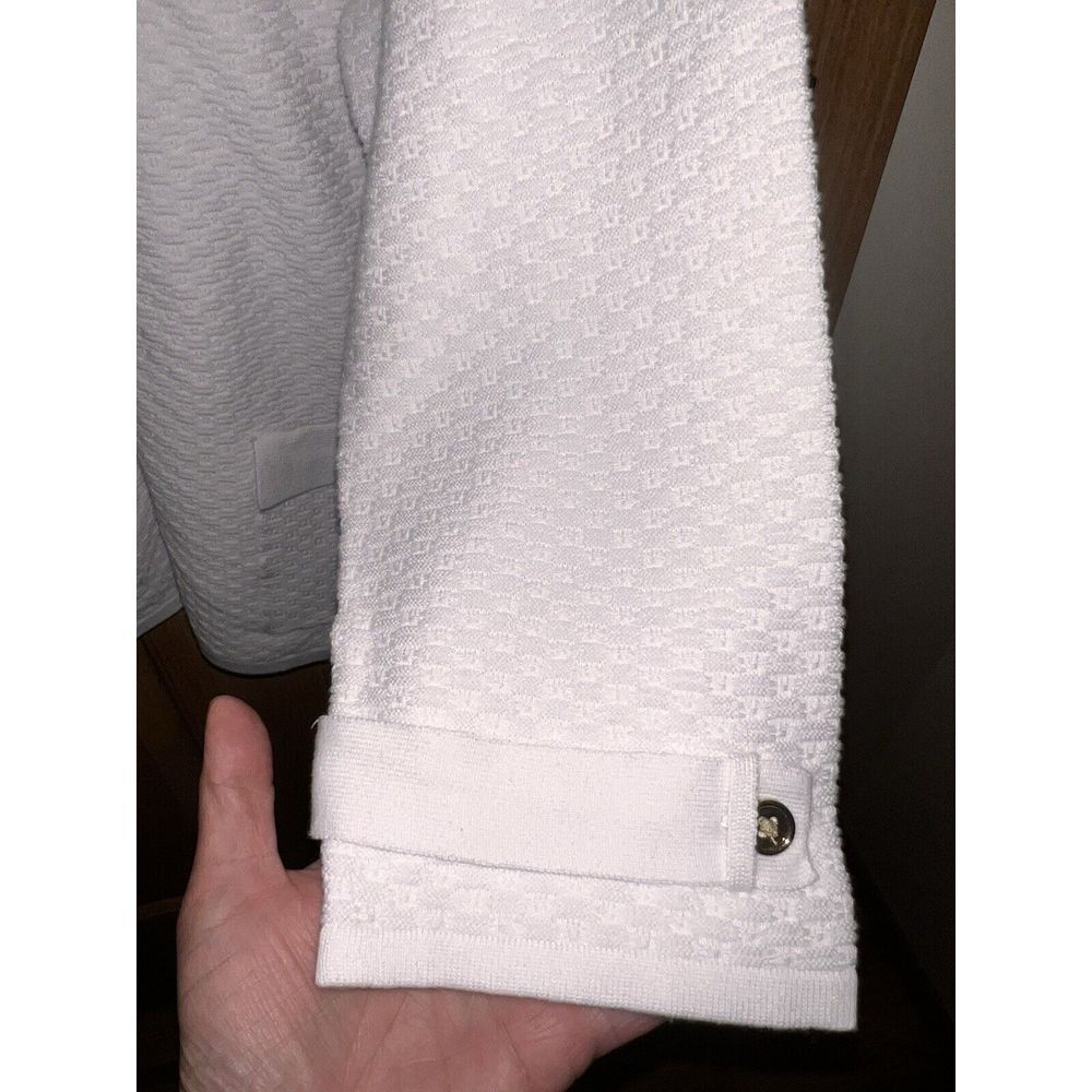 Jones New York NEW 1X Plus Sweater White Knit Cotton Gold Buttons Retail $129 - Picture 3 of 5